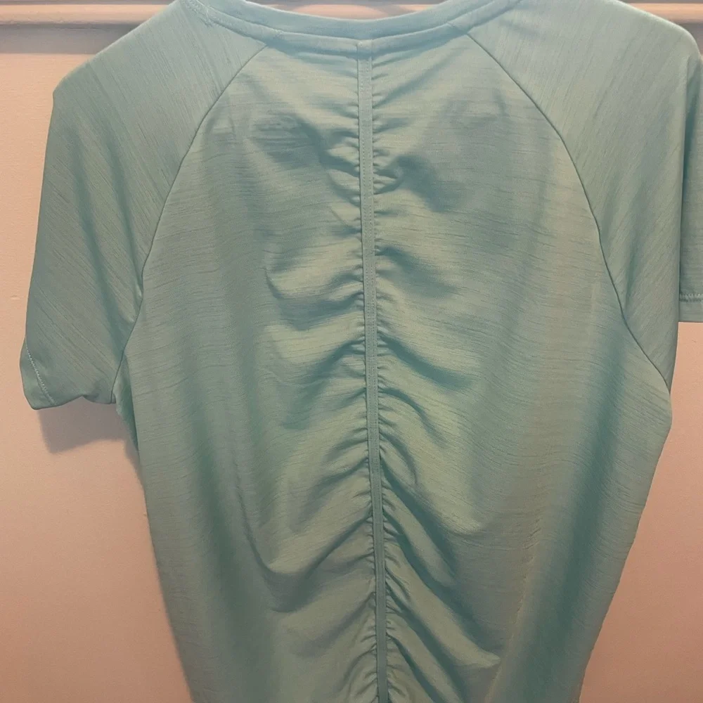 Athleta Girl SPF Swim Shirt Rash-Guard, Aqua, Ruched Back, New Condition